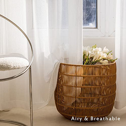 2 Panels Set Sheer Curtains 84 inch Length White 52" W x 84" L - color: White, size: 52"W x 84"L (Pack of 2)