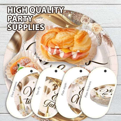 96Pcs Exhale Night Champagne Party Supplies,Serves 24 - style: Luxury Champagne Party Plates