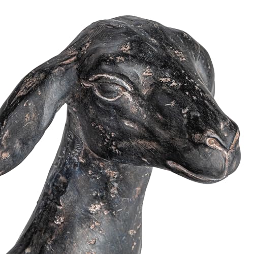 Creative Co-Op Resin Standing Goat Accent Décor with Cast Iron Finish, Black - size: 9-1/4"L x 3"W x 9-1/4"H