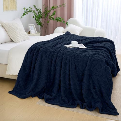 Aganear Fleece Throw Blanket for Couch Sofa 60"x80" Navy - color: Navy, size: Twin(60×80in)