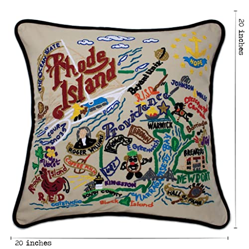 Catstudio Rhode Island Hand Embroidered Pillow, Decorative Throw Pillow - color: Rhode Island