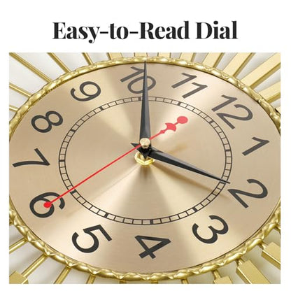 Cuspin 24 Inch Gold Wall Clock, Large Mid Century Modern Sunburst Clocks - color: Gold Atomic Sunburst, size: Small