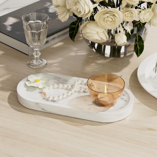 Decorative Trays with Natural Patterns,9.8x4.7x0.7in,Carrara White - color: Carrara White