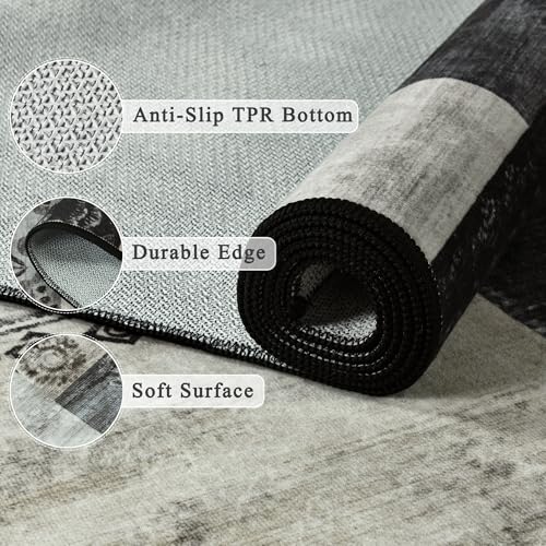 Tepook 5x7 Area Rugs for Living Room, Washable Large Geometric Bedroom Rug - color: Black and White, size: 5' x 7' (Rectangular)