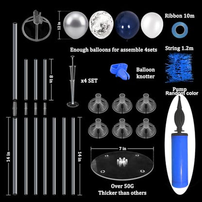 ZJDHPTY 4 Set Navy Blue Silver Balloon Stand Table Centerpieces Party Decor - color: Silver Navy Blue 4