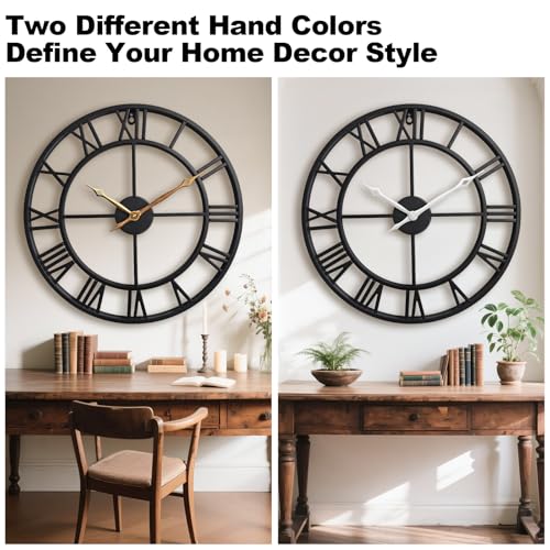 18.5 Inch Roman Numerals Large Wall Clocks for Living Room Decor - color: Black, size: 18.5 inch