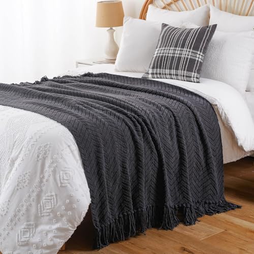 BATTILO HOME Dark Grey Throw Blanket for Couch, 60"x80" - color: Grey, size: 60"x80"