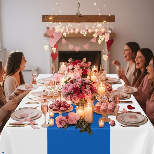 Smiry Disposable Rectangle Plastic 54 x 108 Inch Table Cloth 3 Pack - color: White and Blue
