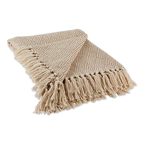DII Diamond Throw Collection Cotton Woven, 50x60, Stone - color: Stone, size: 50x60"
