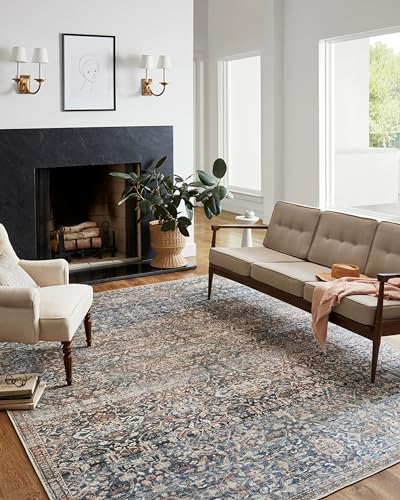 Loloi Chris Loves Julia Jules Denim / Spice 2'-6" x 9'-6" Runner Rug - color: Denim / Spice, size: 2'6" x 9'6" (Rectangular)