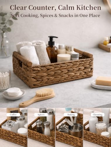 Wicker Basket, Large Basket for Gift Baskets Empty, 13.4x9.5x4.7in - color: Chestnut, size: Medium