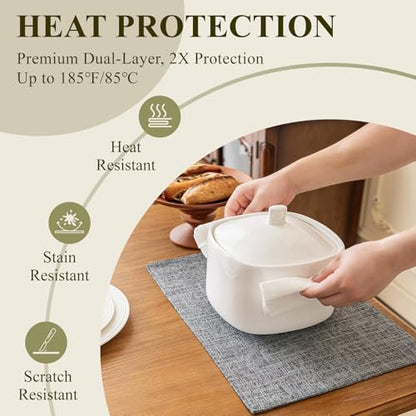 KXN Placemats Set of 4, Durable Dual-Layer Fabric Table Mats, Light Gray - color: Light Gray