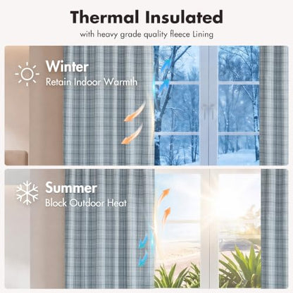 Madison Park Plaid Curtain Thermal Insulated, 1 Panel, 50x84 Denim Blue - color: Rod Pocket & Back Tab, Denim Blue, size: 50"W x 84"L (Pack of 1)