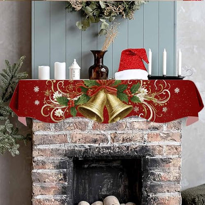 NYZE Christmas Mantel Scarf 60 x 17 Inch Fireplace Mantel Scarf Cover Decoration for Christmas Fireplace Scarf Shelf Top Runner Holiday Winter Home Decor - size: 60 x 17 in, style: Bell