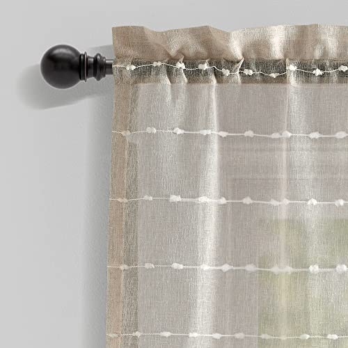 Lush Decor Farmhouse Textured Sheer Window Curtain Valance, 52"W x18"L, Neutral - color: Neutral