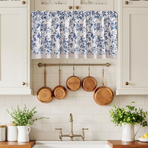 StangH Valance Curtains for Living Room/Cabinet, W52 x L18, 1 Panel - color: Vintage Blue