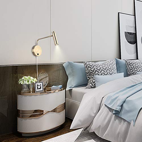Joossnwell Wall Lamps that Plug in, Bronze Metal Industrial Wall Spotlight with Switch on Off for Home Bedside Lighting Fixtures Warm White 3000K 1 Pack - color: Bronze-Plug