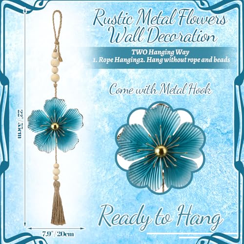 Tandefio 4 Pcs Metal Floral Tassels with Farmhouse Wood Beads, Classic - color: Classic