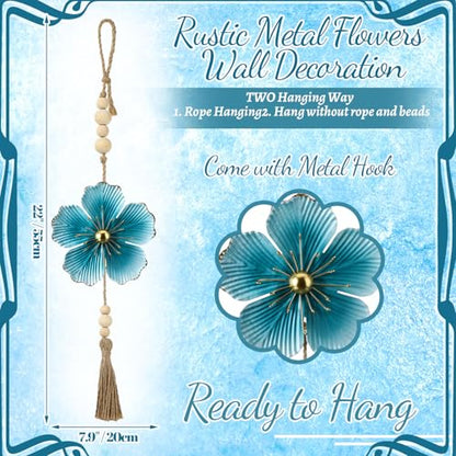 Tandefio 4 Pcs Metal Floral Tassels with Farmhouse Wood Beads, Classic - color: Classic