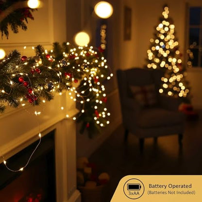 QBIS Warm White Christmas Lights Battery Operated, 40 Micro LEDs 6.5ft 2 Pk - size: 2PK-40 Warm White