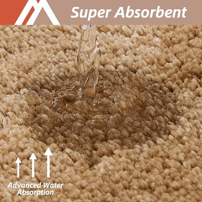 COSY HOMEER Plush Non-Slip Bath Mat, Beige, 24" x 70" - color: Beige, size: 24" x 70" (Oval)
