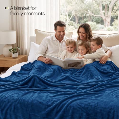 Soft Fleece Blanket for Bed Twin Size Navy (90x66 Inch) - color: Navy, size: Twin (90x66 Inch)