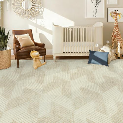 MXSANYOO Area Rugs 5x7 for Living Room, Washable Geometric Beige Carpet - color: Beige, size: 5' x 7' (Rectangular)