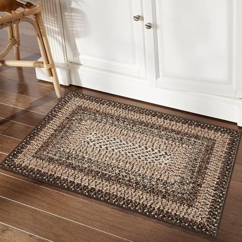 RUGSREAL Entryway Rug 2x3 Small Bedroom Washable Rus with Rubber Backing - color: Brown, size: 2' x 3' (Rectangular)