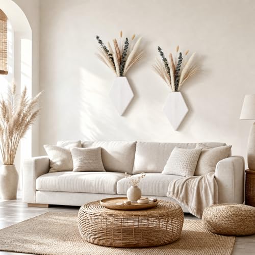 2 Pcs Wooden Wall Planters, White Distressed, Natural Style - color: White Distressed, style: Natural Style