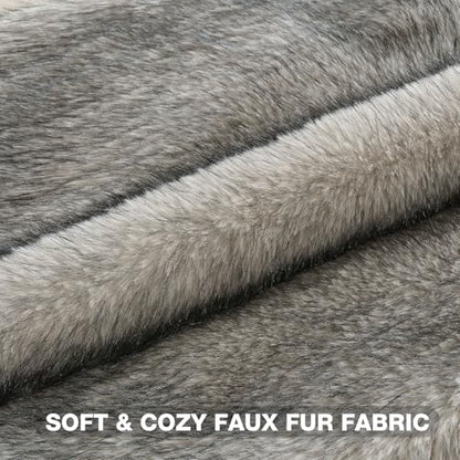 FUTEI Pack of 2 Faux Raccoon Fur Throw Pillow Covers 45 x 45 cm, Beige Gray - color: Beige Gray