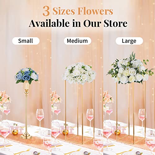 NUPTIO Flower Balls Wedding Table Centerpieces, Dusty Blue & White Roses - color: Dusty Blue & White, size: 2 Pcs
