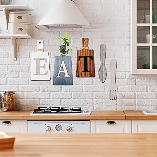Jetec Cutting Board Eat Sign Set Wall Decor, Gray, White, Brown - color: Gray, White, Brown