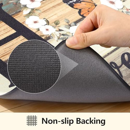 Yamaziot Anti Fatigue Kitchen Rug Set of 3, Non-Slip Cushioned Floor Mats - color: Green/Multi, size: 17.3"x27"+17.3"x35"+17.3"x 47"