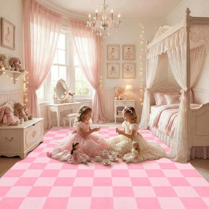 GarveeHome Checkered Pink 9x12 Area Rug for Living Room Bedroom - color: Blush Pink, size: 9' x 12' (Rectangular)