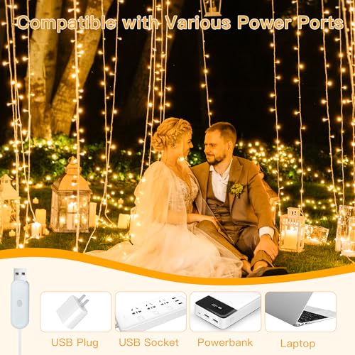 Ollny Curtain Lights 6.6x6.6ft, 200LED String Lights with Remote Warm White - color: Warm White, size: 200 LED