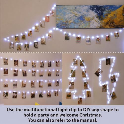 HXWEIYE 120LEDs Photo Clips String Light, 40Ft USB, Remote, 8 Modes & Timer - color: White, size: 40 Feet, 120 LEDs, USB Powered, 8 Modes