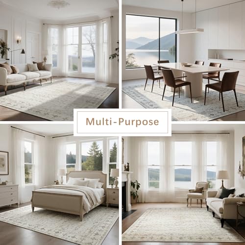 8x10 Washable Area Rugs for Living Room,Bedroom,Dining Room- Neutral Beige - color: Beige-golden, size: 8' x 10' (Rectangular)