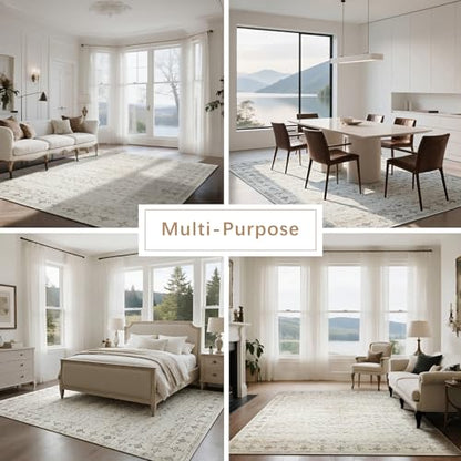 8x10 Washable Area Rugs for Living Room,Bedroom,Dining Room- Neutral Beige - color: Beige-golden, size: 8' x 10' (Rectangular)