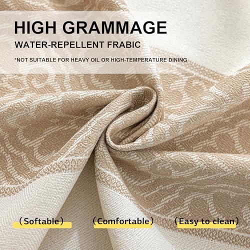 Nordic Beige Rectangular Tablecloth, Premium Drape - color: Beige Bx, size: 55"x86"fits 6-8 seats (table length 62"-68")