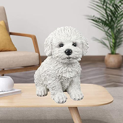 Dog Figurine Resin Dog Statue Animals Sculpture for Home Farm House Living Room Porch Decor - White