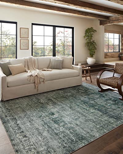Loloi Magnolia Home Banks Blue/Lagoon 2'-0" x 5'-0" Accent Rug - color: Blue / Lagoon, size: 2' x 5' (Rectangular)