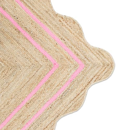 Wave Scalloped Jute Rug Entryway Natural Boho Area Rug Light Pink 2'x3' - color: Light Pink, size: 2'x3'