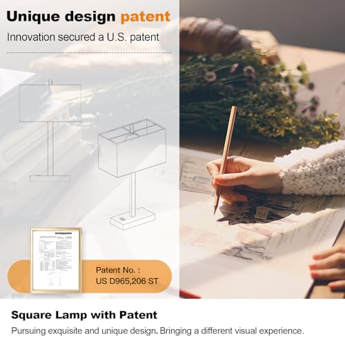 Lynnoland 21" Set of 2 Table lamp with USB A+C & AC Outlets, Touch Control 3-Way Dimmable Nightstand Lamps for Bedroom Living Room Office Reading, Green Shade Touch Lamps, 5000K LED Bulbs Included - color: Green Linen & Matte Black