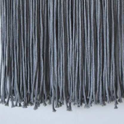 Macrame Wall Hanging Long Fringe Boho Wall Decor Handmade Wood 10" W*40" L - color: Espresso/Charcoal Gray/Caramel
