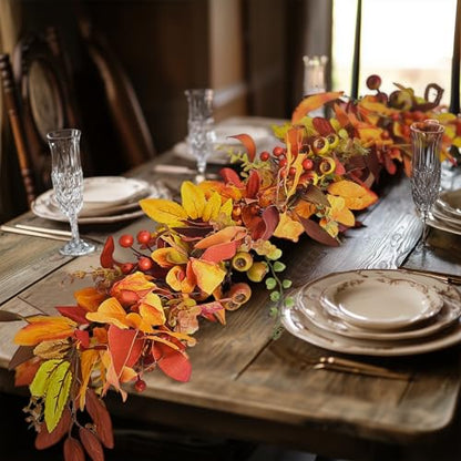 Montekin 6ft Artificial Thick Fall Berry Garland with Floral Flowers