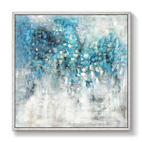Abstract Wall Art Canvas Framed: Blue Abstract Painting Artwork on Canvas for Bedroom (24''W x 24''H, Multiple Sizes) - color: Youth（Framed）
