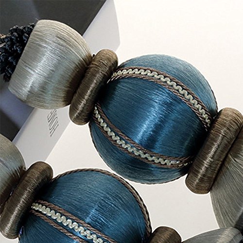 Paired Lantern Single Hanging Ball Tassels Curtains Buckle Sling Binding Lantern Tiebacks Handcrafted Braided Buckle Drapery Curtain Holdbacks Window Treatments for Home 2 Pack - color: Dark Blue, size: 11.81 inches