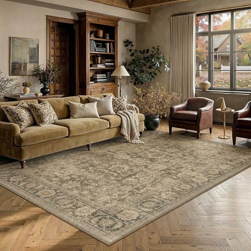 PureCozy 5x7 Brown Area Rug for Bedroom Vintage Distressed - color: Brown, size: 5' x 7' (Rectangular)