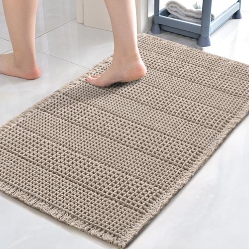 H.VERSAILTEX Upgraded Waffle Bath Mat Super Absorbent Non Slip Bath Rug for Bathroom Floor, 20" x 32", Irish Cream - color: Irish Cream, size: 20" x 32"
