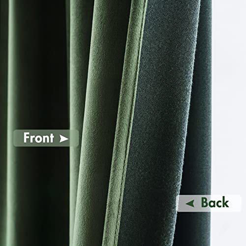 MIULEE Olive Green Blackout Velvet Curtains Drapes 63 Inch Long 52"x63" - color: Olive Green, size: 52"W x 63"L (Pack of 2)